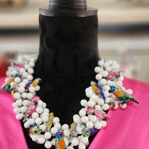 Sassy Jones New Inbox Kai Bib Necklace Adorned With Colorful Removable Bird Broo